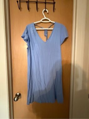 Blue V-Neck Tie-Back Mini Dress